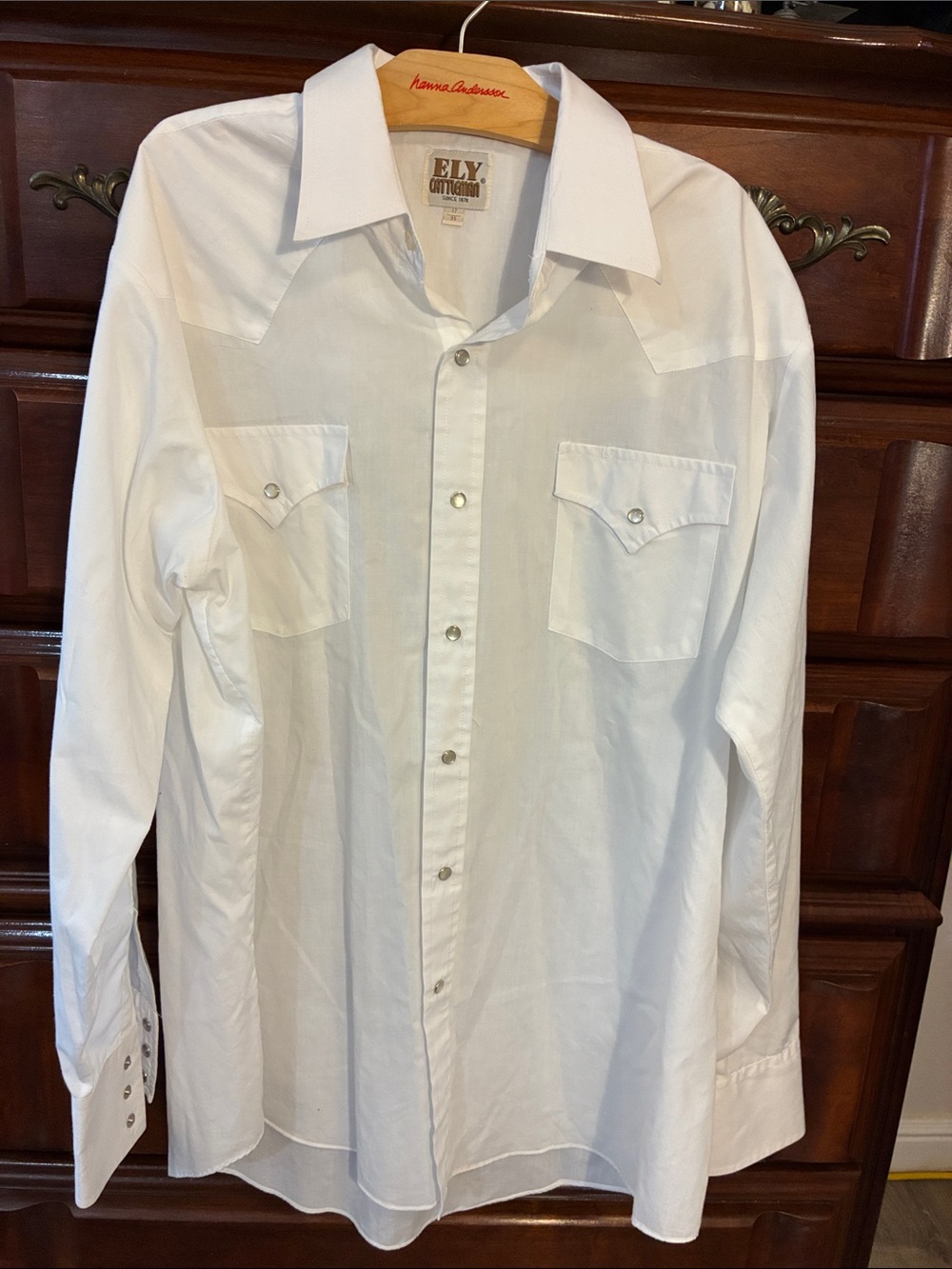 Ely Cattleman White Western Snap-Front Shirt